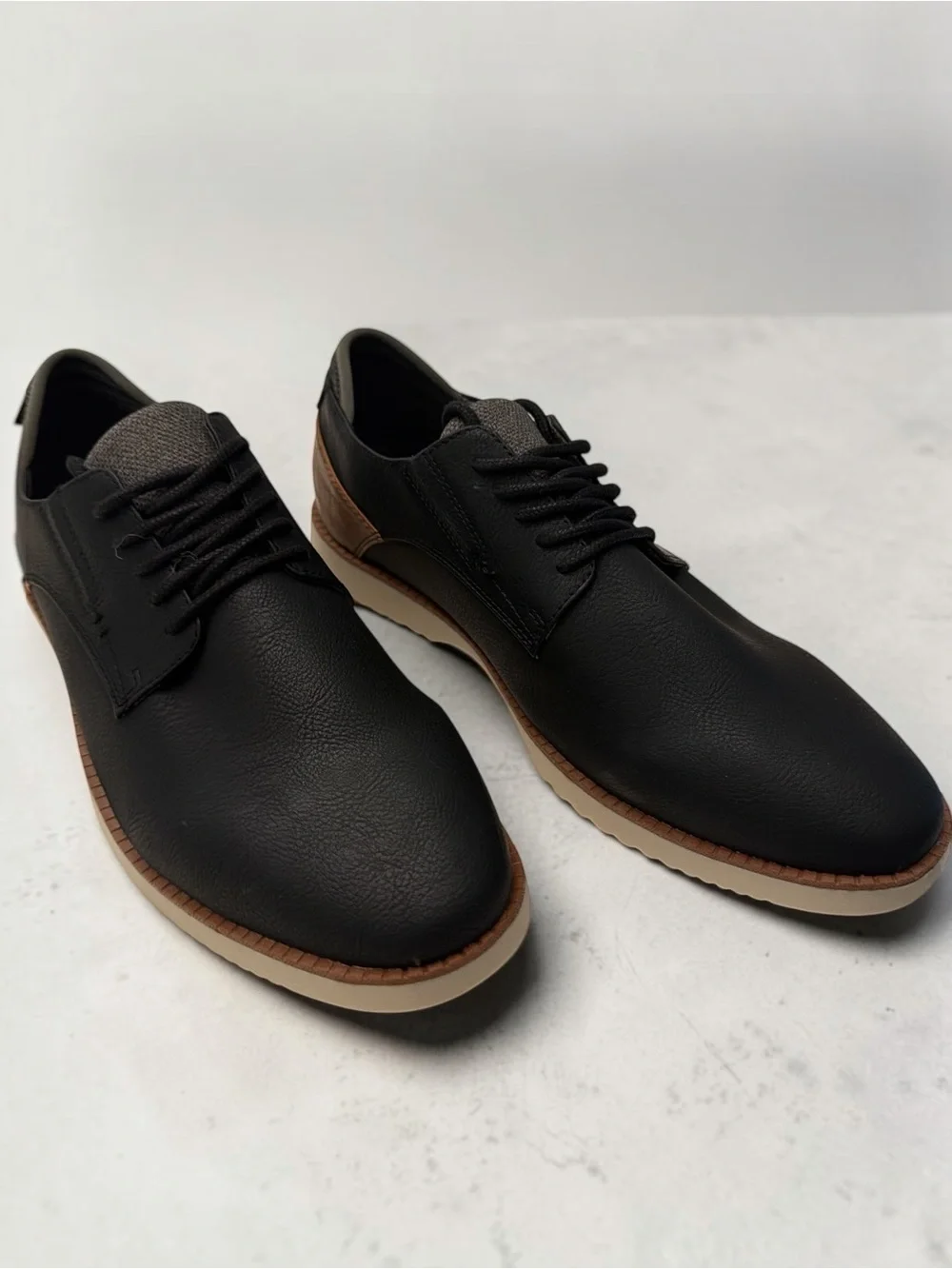 Dr. Scholl's Black Lace-Up Derby with Tan and Cream Sole